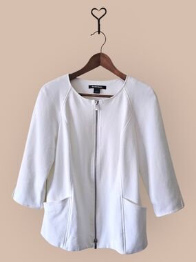 Ellen Tracy White Zip-Front Women's Jacket EUC